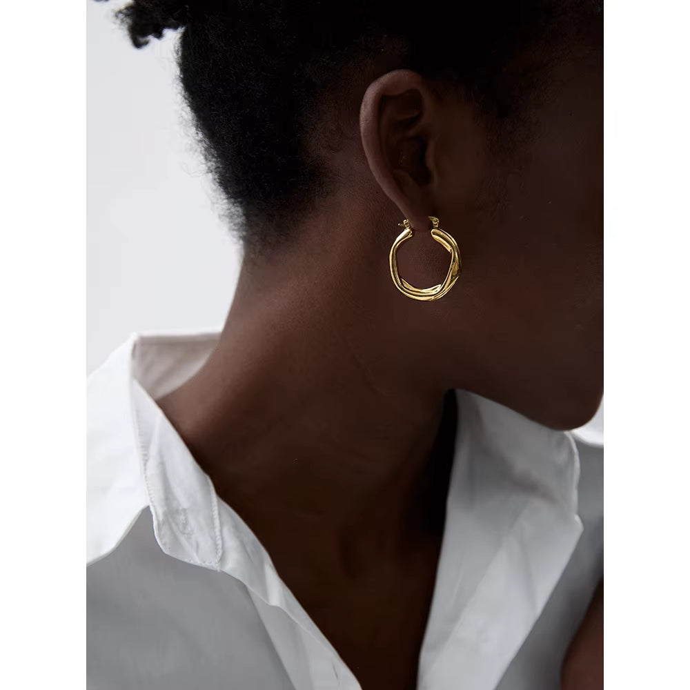316L Stainless Steel round Hollow Hoop Earrings Rust Proof Minimalist Metal Attractive Trendy Jewelry Bijoux Women Gift