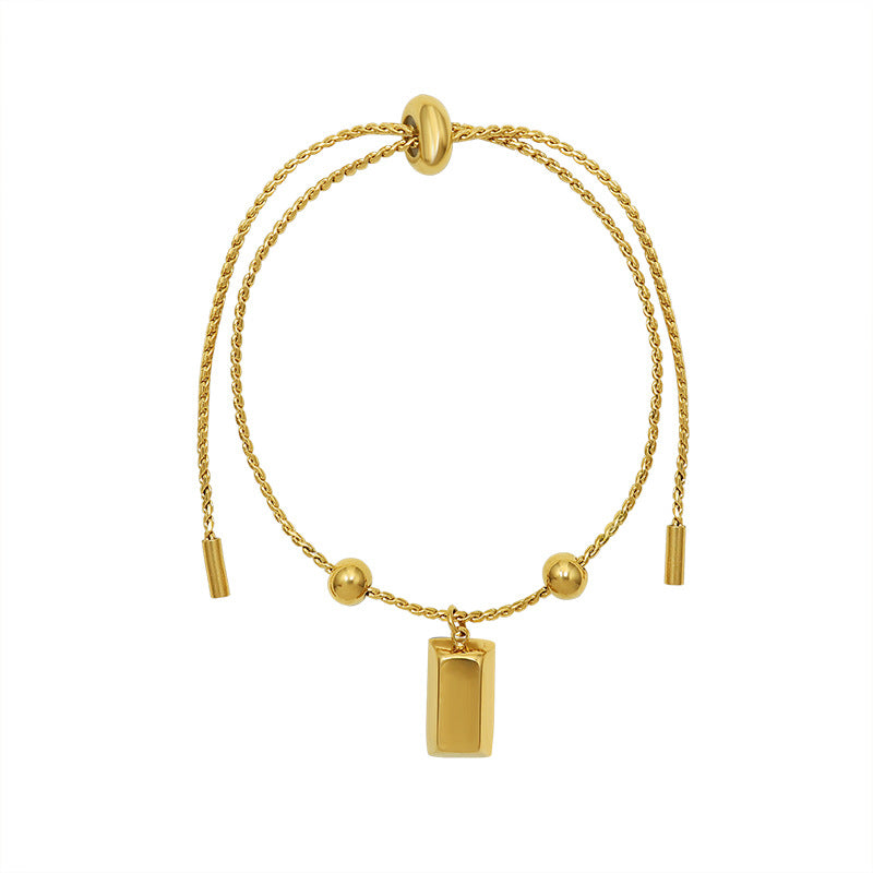 Adjustable Brick Steel Ball Bracelet with Draw Pull Buckle