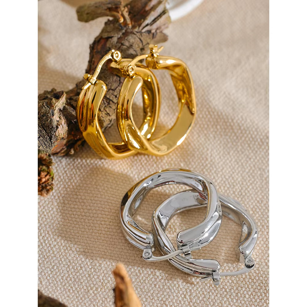 316L Stainless Steel round Hollow Hoop Earrings Rust Proof Minimalist Metal Attractive Trendy Jewelry Bijoux Women Gift