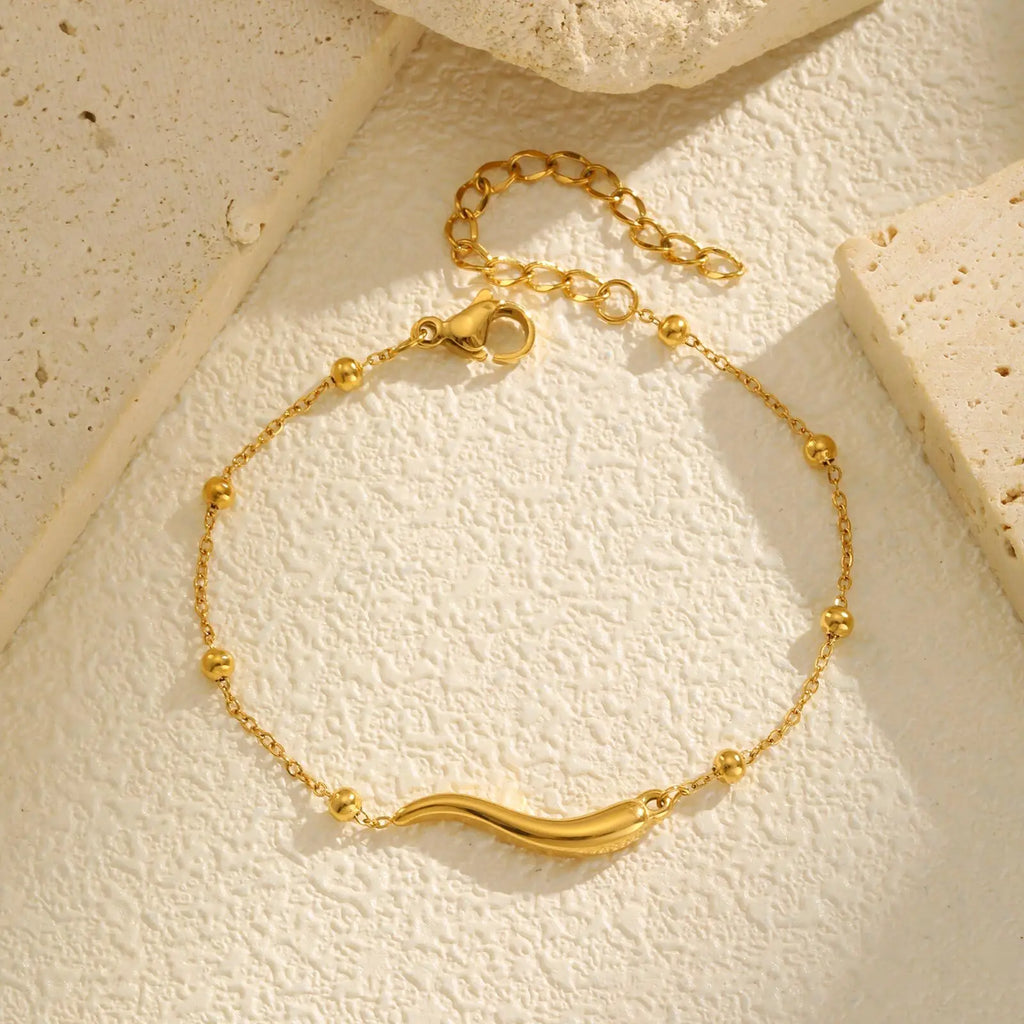 Italian Horn Satellite Chains Bracelet for Women, Stainless Steel Thin Link, Nickel-Free Hypoallergenic Jewelry Gifts