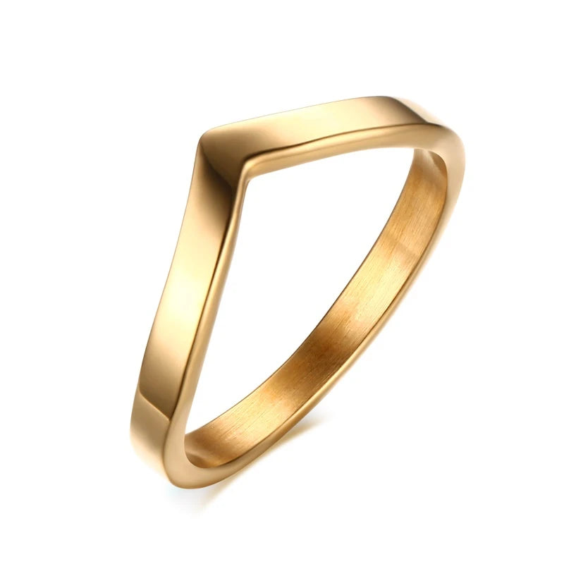 Simple Chevron V Shape Ring or Party 316L Stainless Steel Fashion Jewelry Rings for Women