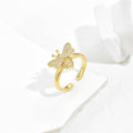 Cute Bee Ring with Copper Plating and Zircon Inlay