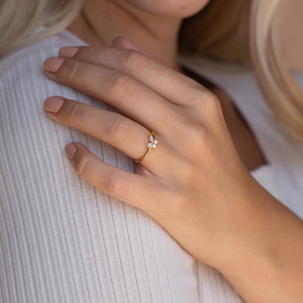 Chic Diamond Butterfly Ring