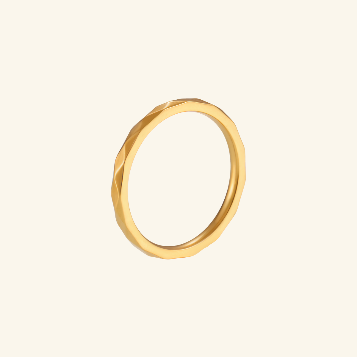 Celestia Gold Ring  Faceted Geometric Band for Women