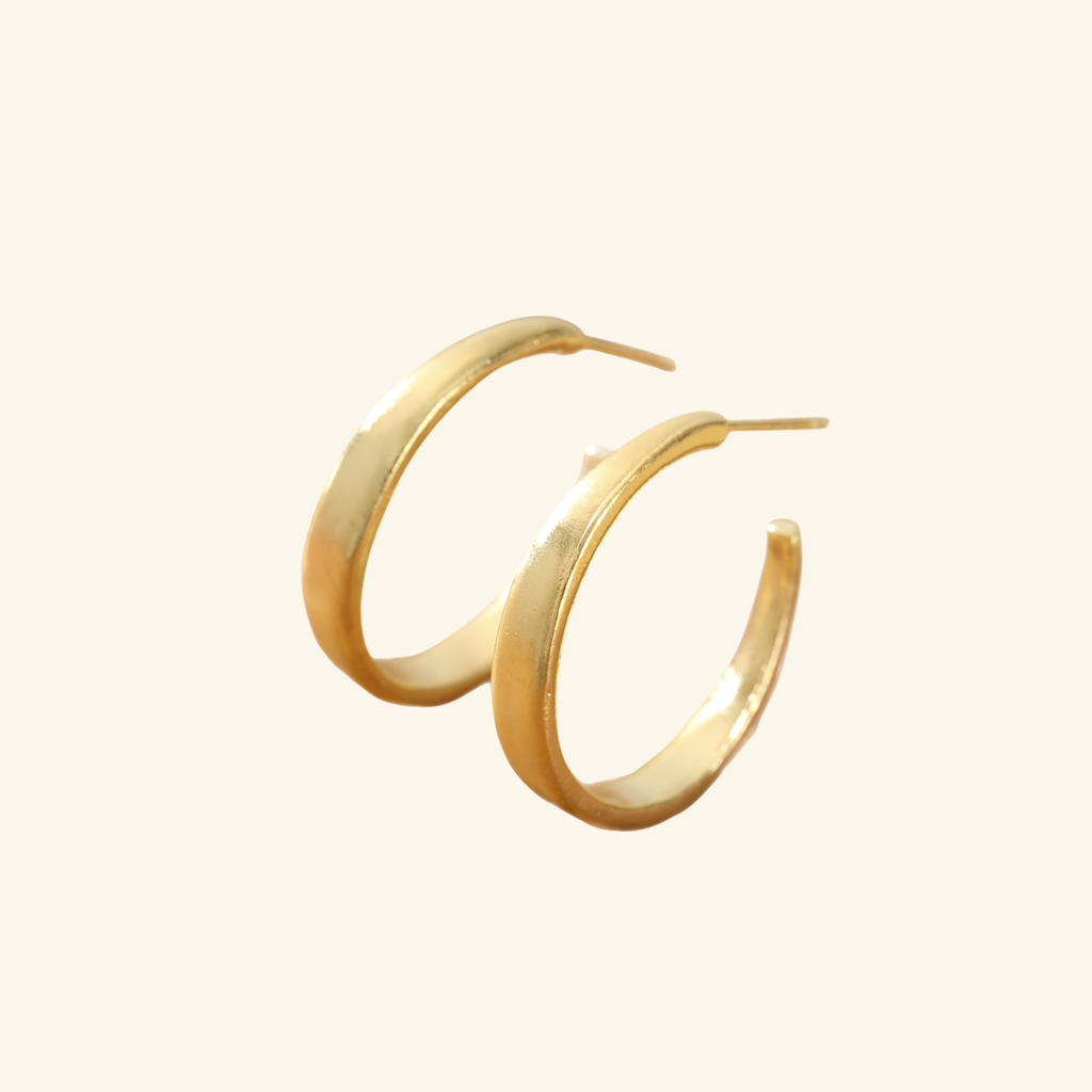 Solenne Gold Hoop Earrings Modern Oval Earrings for Women