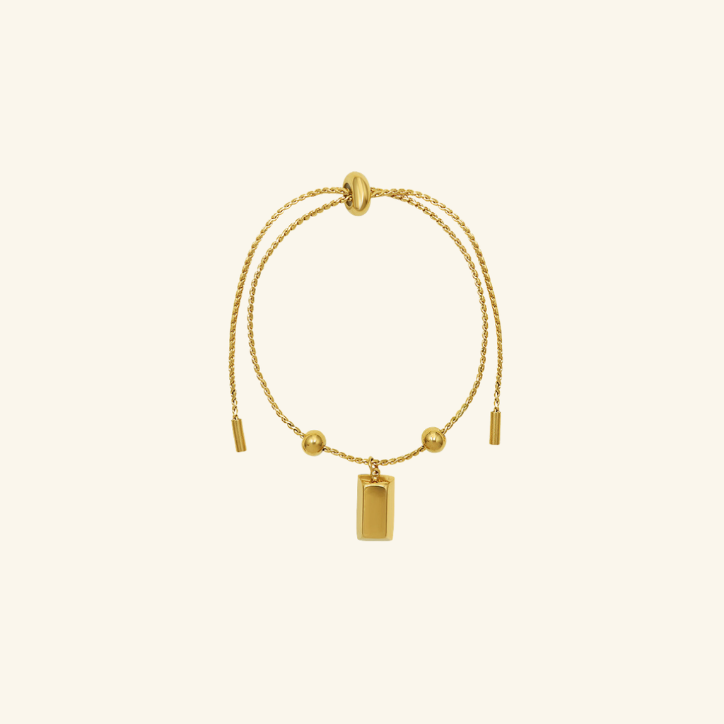 Adjustable Brick Steel Ball Bracelet with Draw Pull Buckle