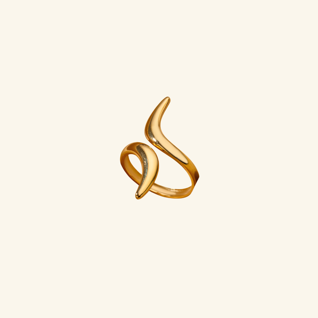 Nyxara Open Ring Adjustable Geometric Gold Ring for Women