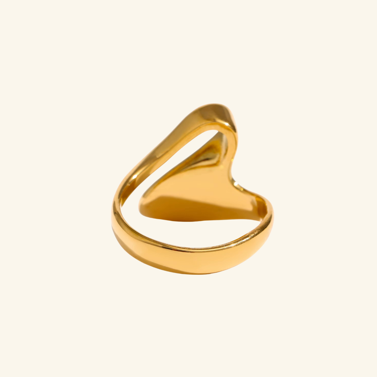 Gold Sculpted Heart Ring Geometric Statement Ring in 316L Stainless Steel