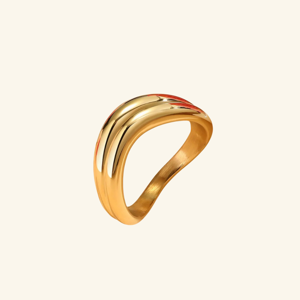Stackable Double Wavy Ring for Women, Simple Stainless Steel Eternity Ring