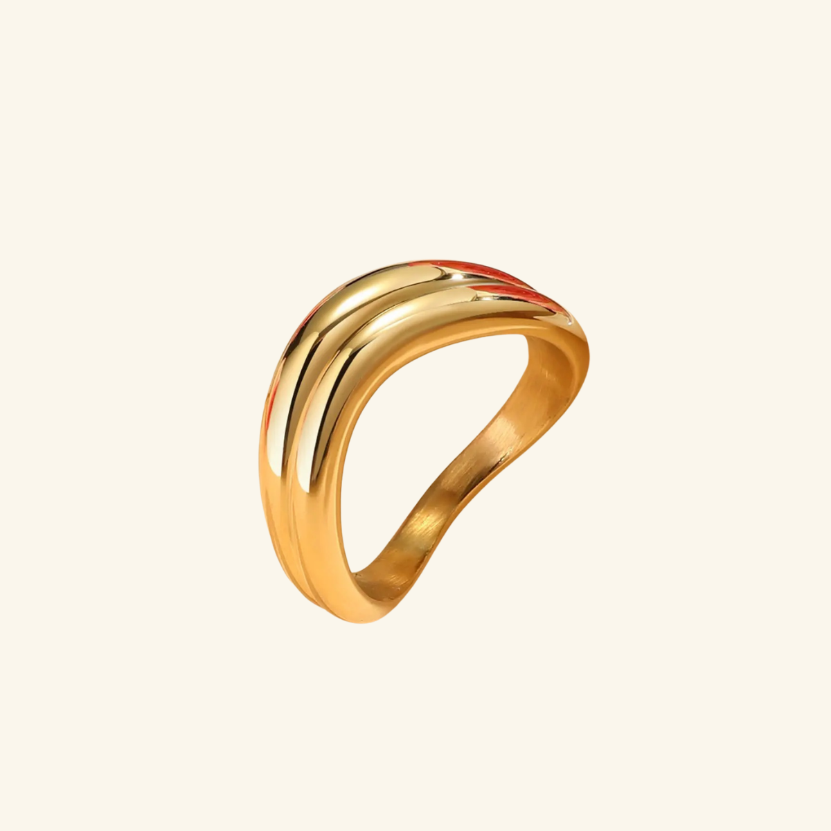 Stackable Double Wavy Ring for Women, Simple Stainless Steel Eternity Ring