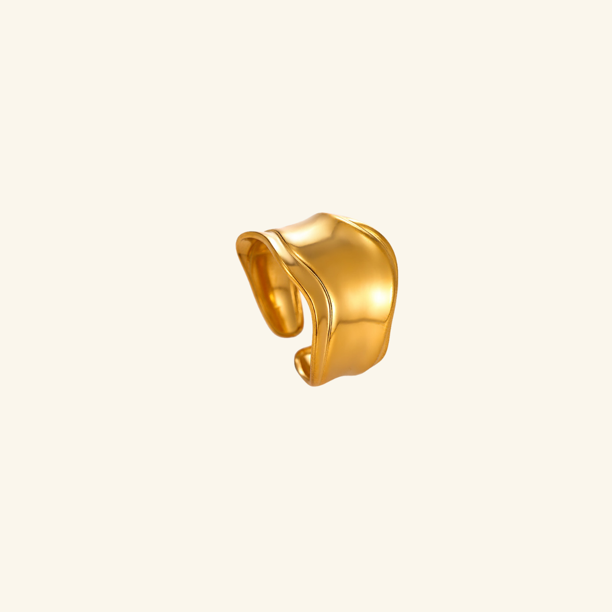 Wide Band Gold Open Ring in Stainless Steel for Women