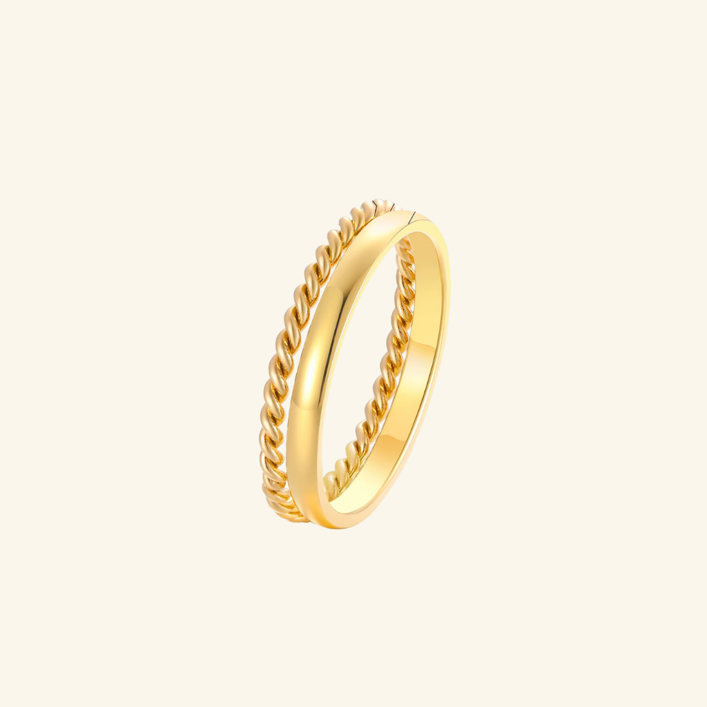 Minimalist Gold Stacking Ring Set – 2 Piece Stainless Steel Dome Band Rings for Women