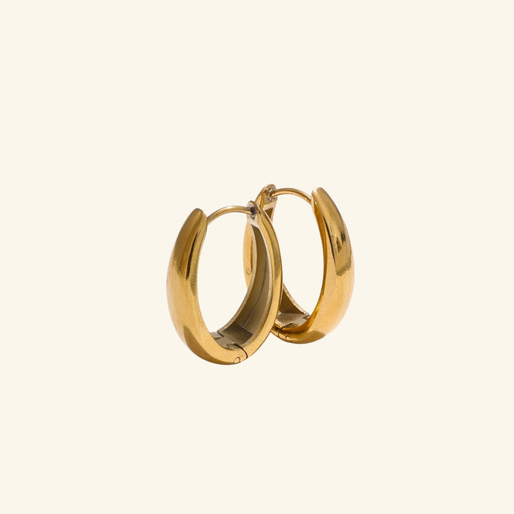 18K Gold U-Shape Hoop Earrings – Geometric 316L Stainless Steel Waterproof Hoops