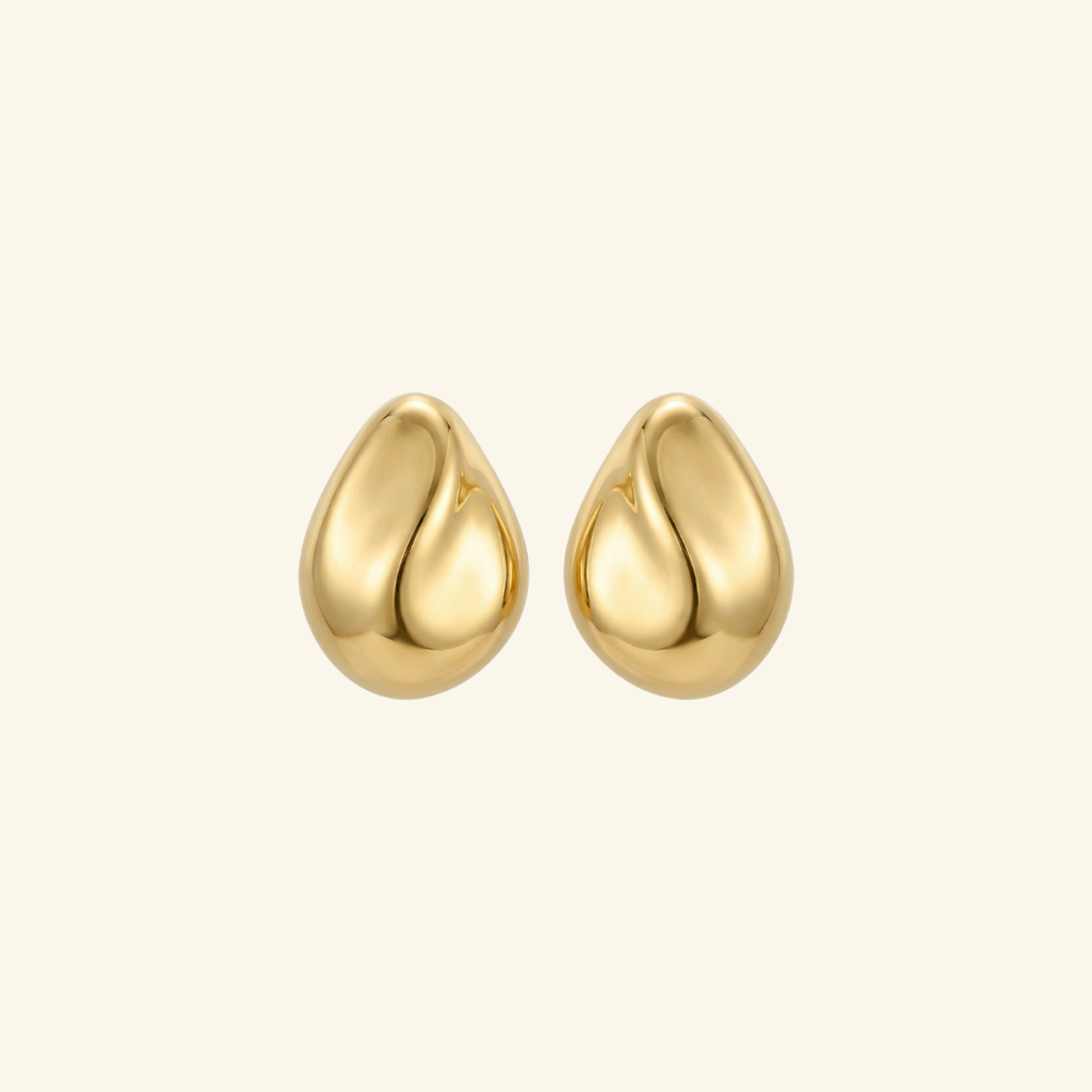 Auréa Teardrop Stud Earrings – Minimalist Gold Drop Earrings for Women