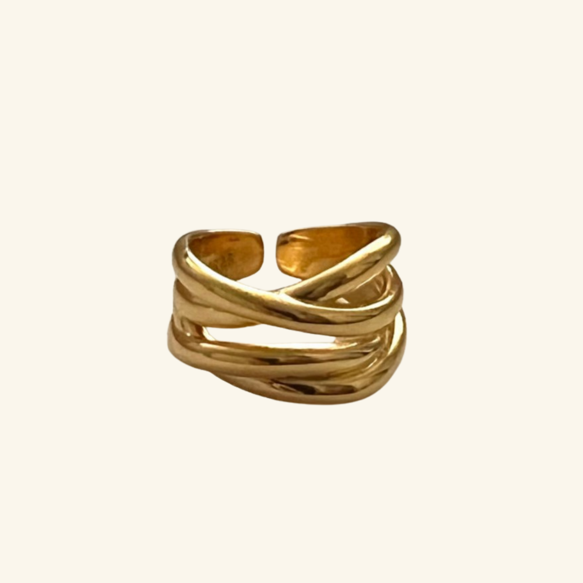 Selene Cross Band Ring Adjustable Multi-Layer Gold Ring for Women