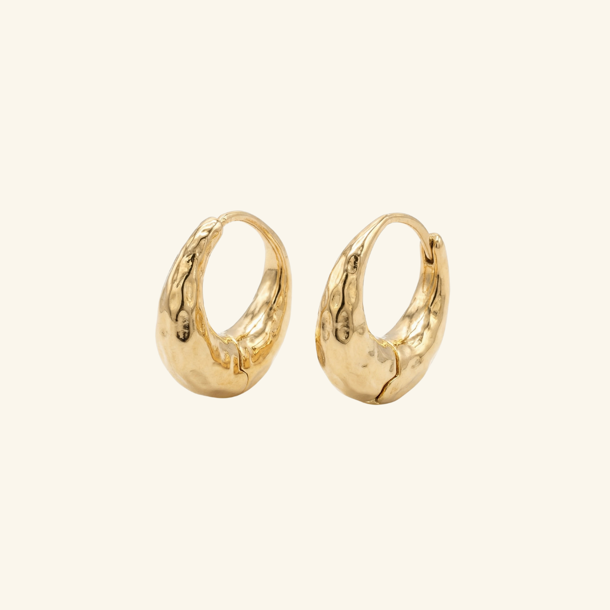 925 Sterling Silver Elegant Textured Hammered Chunky Huggie Hoop Earrings with a Radiant Metallic Sheen