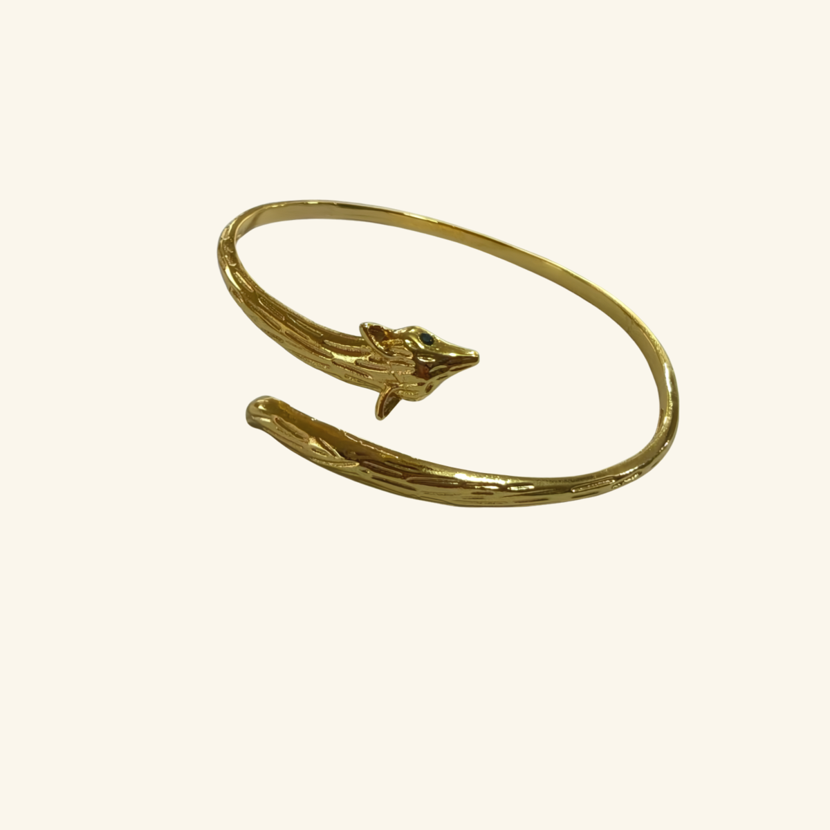 Aurora Fox Cuff Bracelet – Gold Open Bangle for Women | Elegant Animal Jewelry