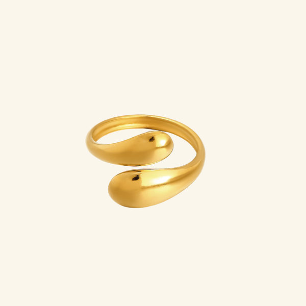 18K Gold Vacuum Plated Ring Starfish Shell Heart Flower Stainless Steel Open Band