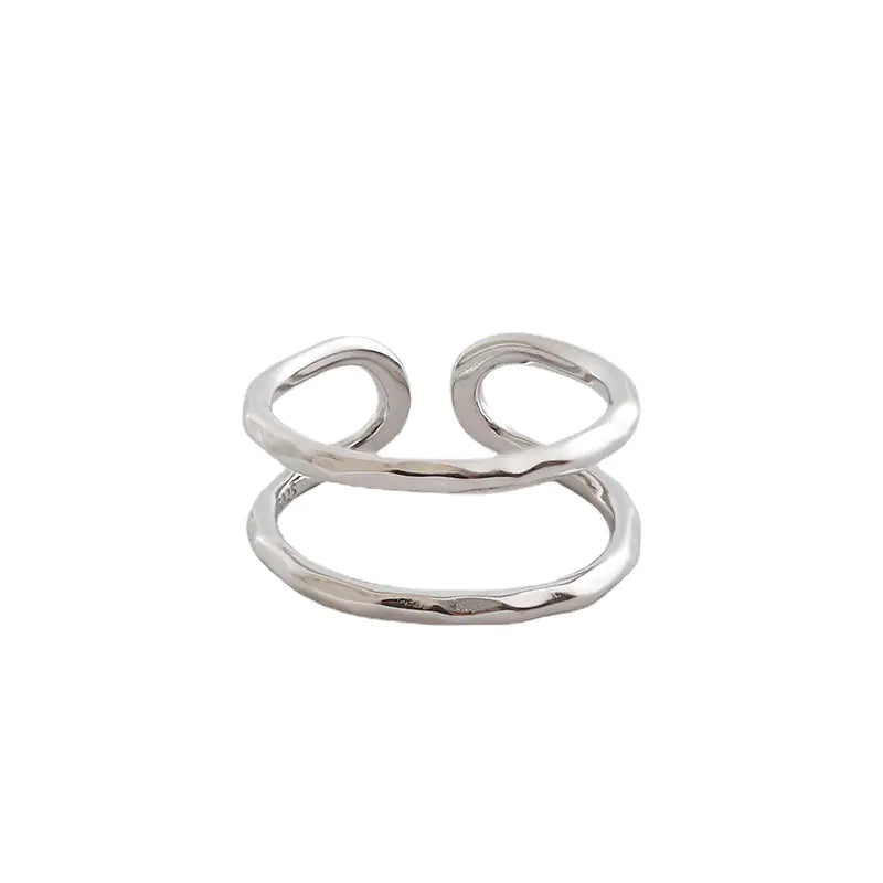 S925 Dual-Layer Geometric Silver Ring
