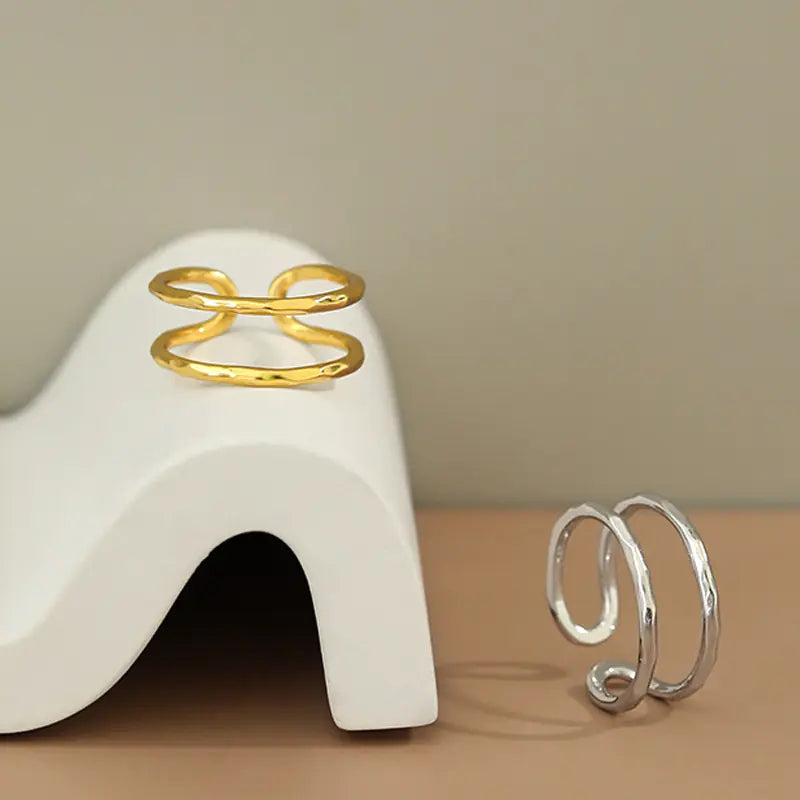 S925 Dual-Layer Geometric Silver Ring