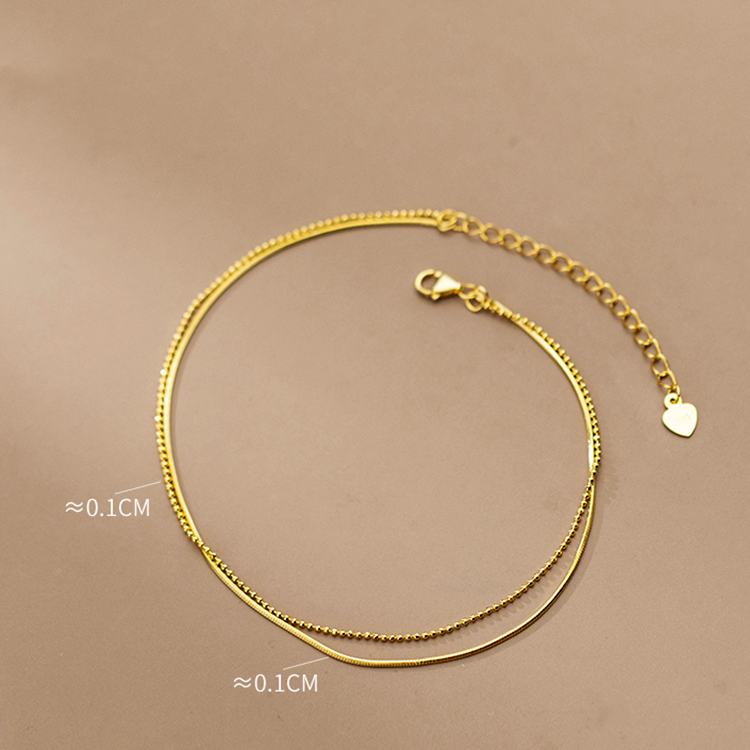 14K Gold Electroplated S925 Silver Anklet