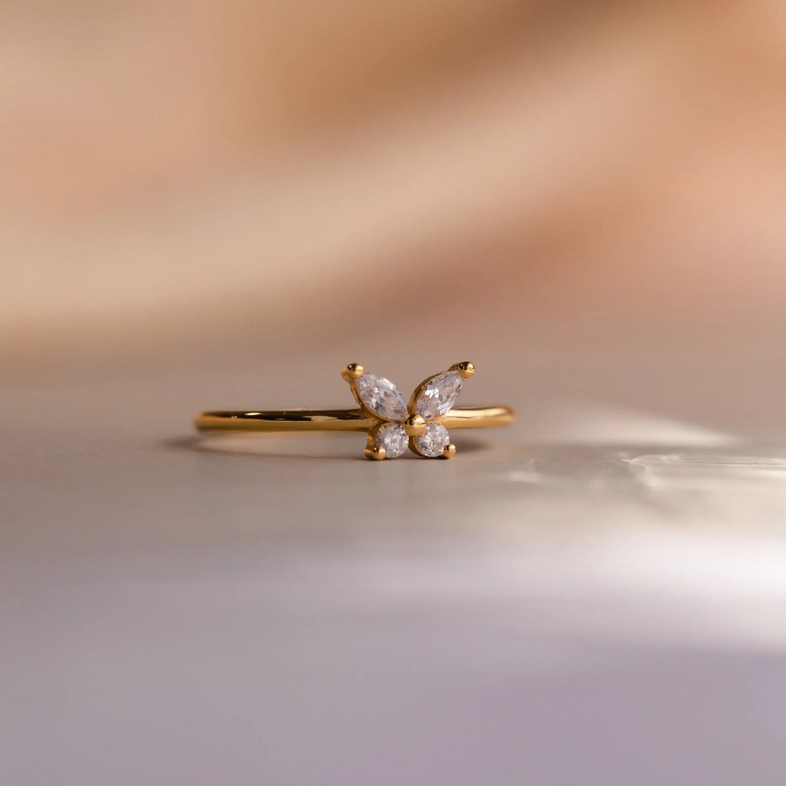 Chic Diamond Butterfly Ring