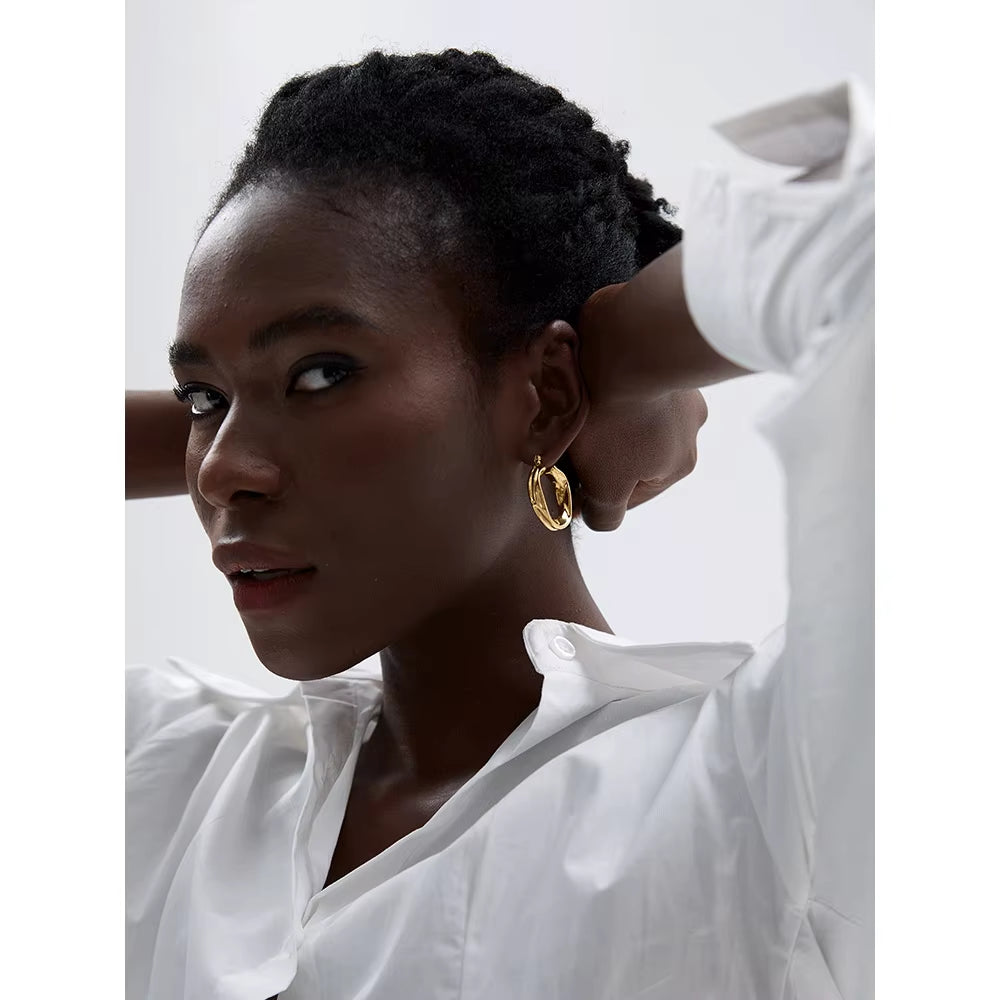 316L Stainless Steel round Hollow Hoop Earrings Rust Proof Minimalist Metal Attractive Trendy Jewelry Bijoux Women Gift