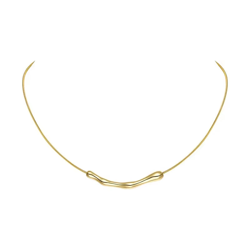 European and American Fashion Simple Stainless Steel Gold Color Collarbone Chain for Women’S Fashion Short Necklaces Jewelry