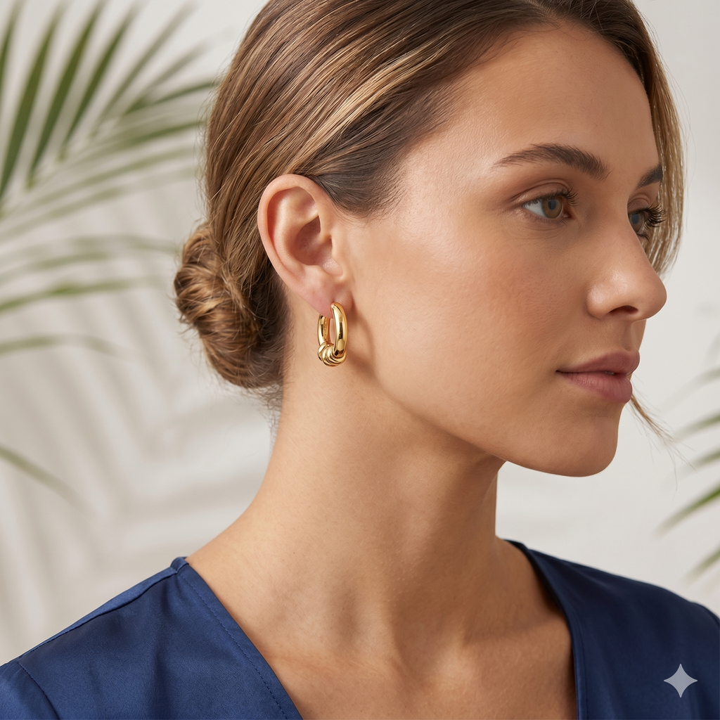 Gold Knot Hoop Earrings Elegant Minimalist Statement Jewelry
