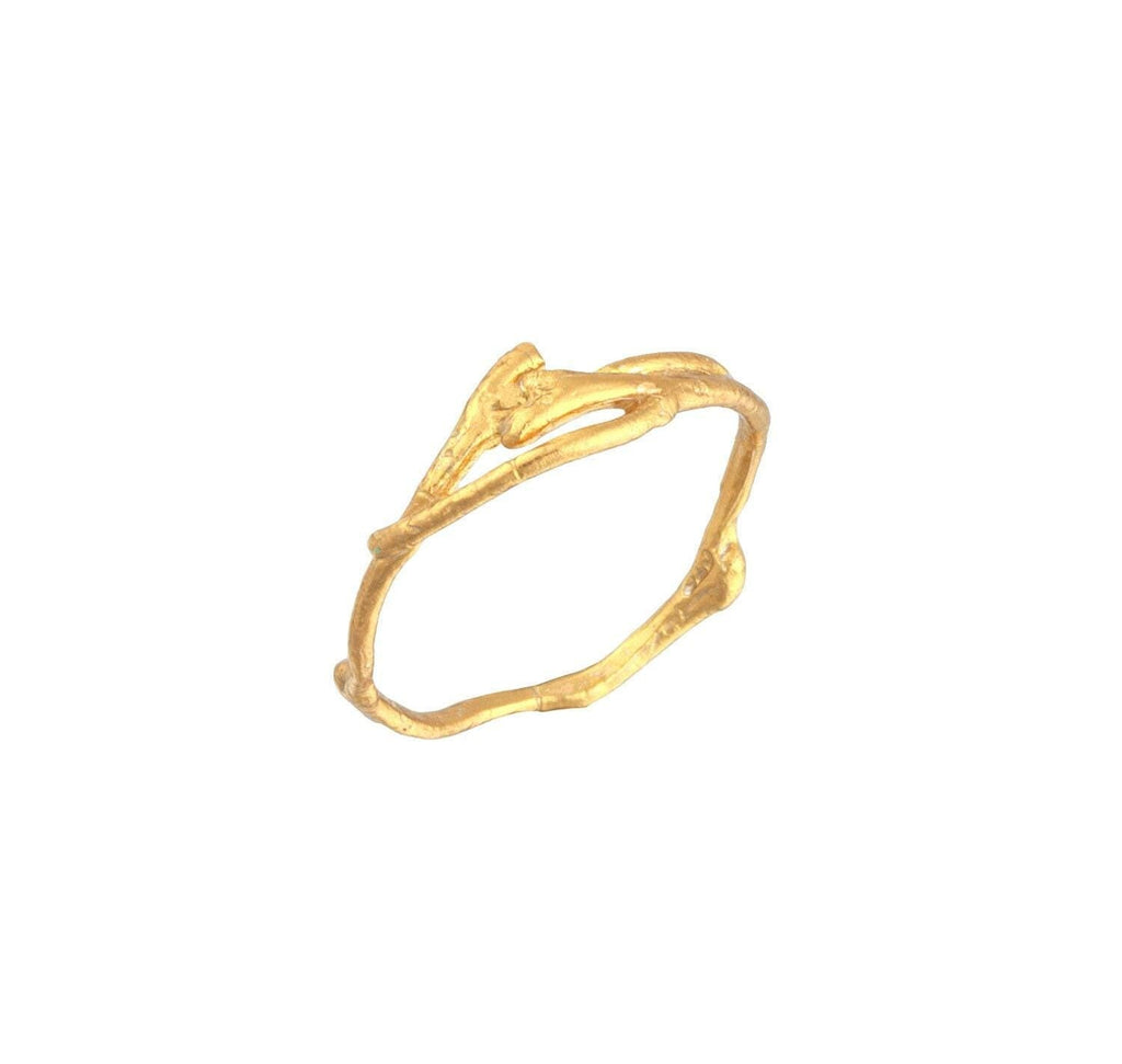 Gold Jasmine Ring, Gold-Plated Sterling Silver Jewelry, Jasmine Branch Ring, Gift for Her, Birthday Gift for Women, Handmade Jewelry-1